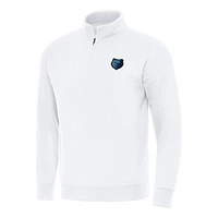 Men's Antigua  White Memphis Grizzlies Victory Quarter-Zip Mock Sweatshirt