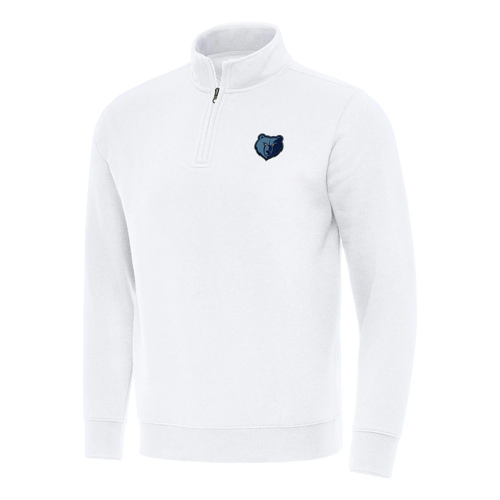 Men's Antigua  White Memphis Grizzlies Victory Quarter-Zip Mock Sweatshirt
