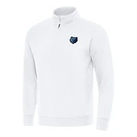 Men's Antigua  White Memphis Grizzlies Victory Quarter-Zip Mock Sweatshirt
