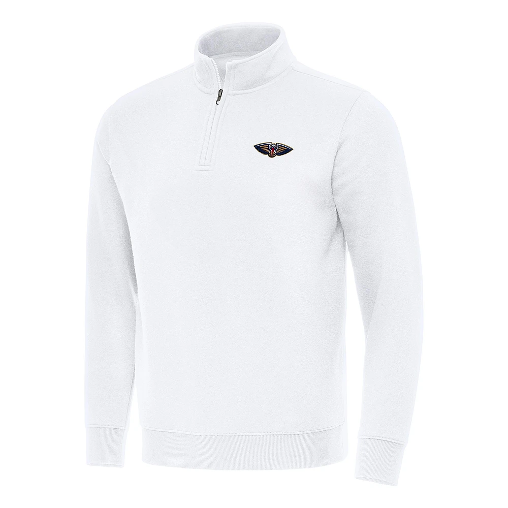 Men's Antigua New Orleans Pelicans Victory Quarter-Zip Mock Sweatshirt