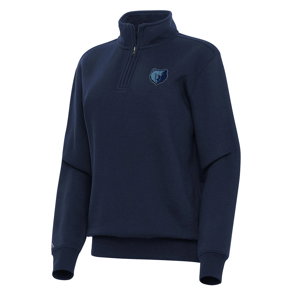 Women's Antigua Navy Memphis Grizzlies Victory Quarter-Zip Sweatshirt