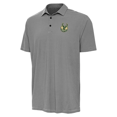 Men's Antigua Black Milwaukee Bucks Twine Polo