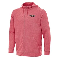 Men's Antigua Heather Red New Orleans Pelicans Effortless Full-Zip Hoodie Jacket