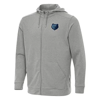 Men's Antigua Heather Gray Memphis Grizzlies Effortless Full-Zip Hoodie Jacket