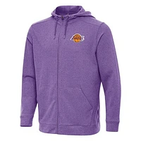 Men's Antigua Heather Purple Los Angeles Lakers Effortless Full-Zip Hoodie Jacket