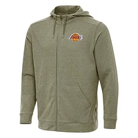 Men's Antigua Olive Los Angeles Lakers Effortless Full-Zip Hoodie Jacket