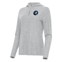 Women's Antigua  Heather Gray Minnesota Timberwolves Daybreak Quarter-Zip Hoodie