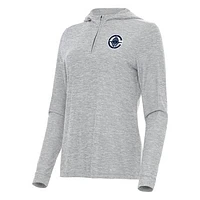 Women's Antigua  Heather Gray LA Clippers Daybreak Quarter-Zip Hoodie