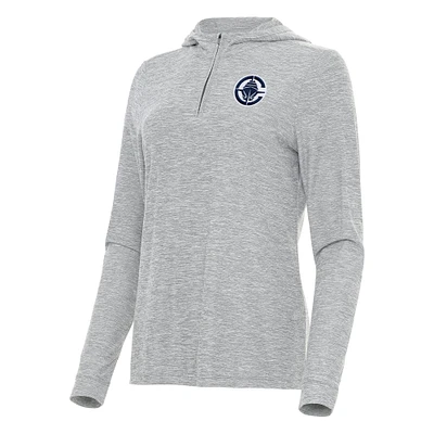 Women's Antigua  Heather Gray LA Clippers Daybreak Quarter-Zip Hoodie