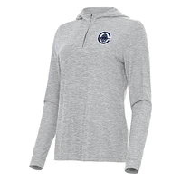 Women's Antigua  Heather Gray LA Clippers Daybreak Quarter-Zip Hoodie