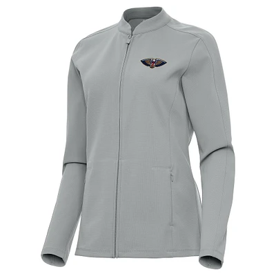 Women's Antigua  Gray New Orleans Pelicans Regard Full-Zip Jacket