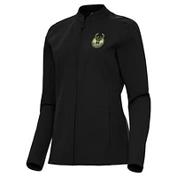 Women's Antigua  Black Milwaukee Bucks Regard Full-Zip Jacket