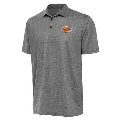 Men's Antigua Black/White Los Angeles Lakers Rings Polo
