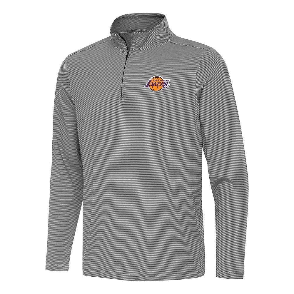 Men's Antigua Black Los Angeles Lakers Twine Quarter-Zip Top