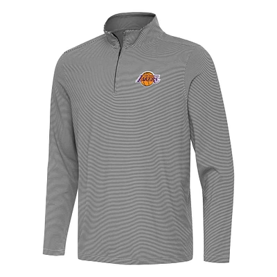 Men's Antigua  Black Los Angeles Lakers Twine Quarter-Zip Top