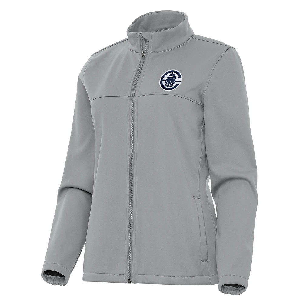 Women's Antigua Gray LA Clippers Links 2 Full-Zip Golf Jacket