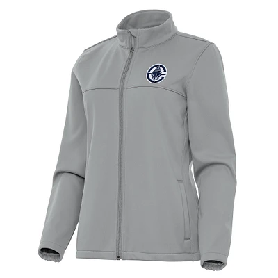 Women's Antigua Gray LA Clippers Links 2 Full-Zip Golf Jacket
