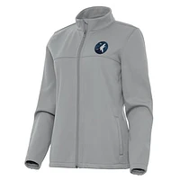 Women's Antigua Gray Minnesota Timberwolves Links 2 Full-Zip Golf Jacket