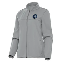 Women's Antigua Gray Minnesota Timberwolves Links 2 Full-Zip Golf Jacket