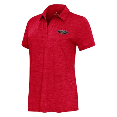 Women's  Antigua Heather Red New Orleans Pelicans Layout V-Neck Polo