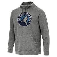 Men's Antigua Heather Black Minnesota Timberwolves Cloud Pullover Hoodie