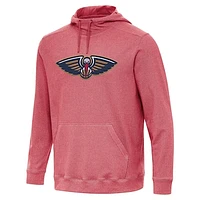 Men's Antigua Heather Red New Orleans Pelicans Cloud Pullover Hoodie
