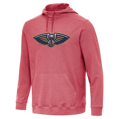 Men's Antigua Heather Red New Orleans Pelicans Cloud Pullover Hoodie
