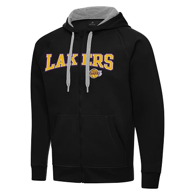 Men's Antigua Black Los Angeles Lakers Big & Tall Victory Full-Zip Hoodie Jacket