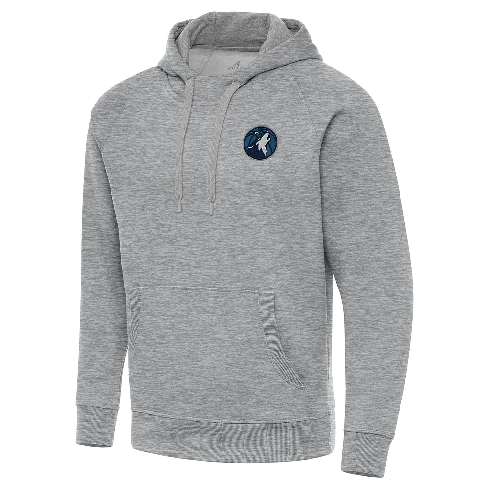 Men's Antigua Heather Gray Minnesota Timberwolves Big & Tall Victory Raglan Pullover Hoodie