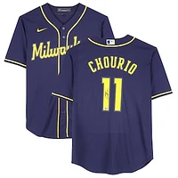 Jackson Chourio Milwaukee Brewers Autographed Navy Nike Replica Jersey