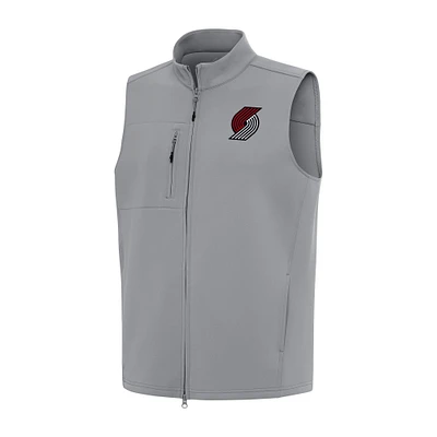 Men's Antigua Gray Portland Trail Blazers Demand Full-Zip Vest