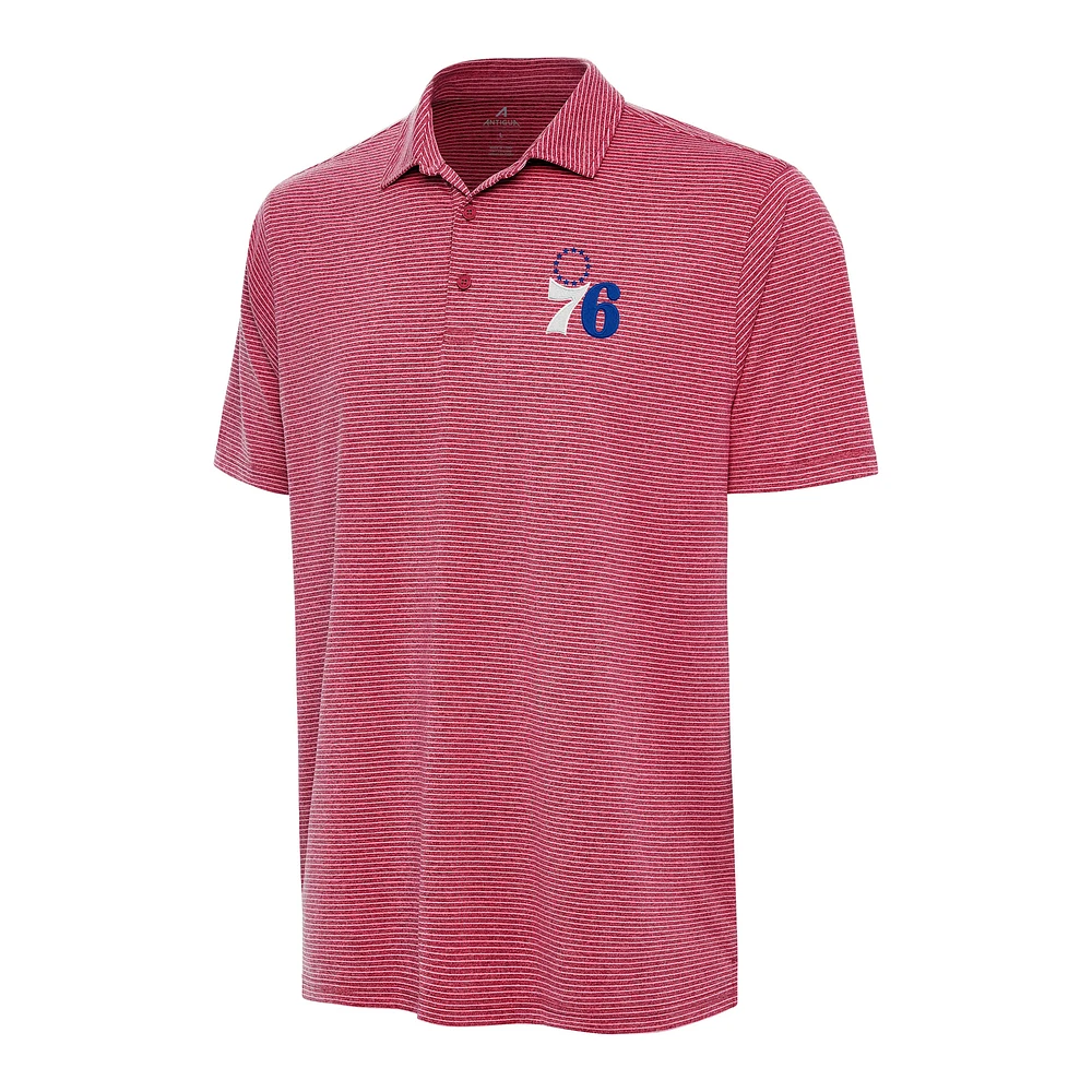 Men's Antigua Heather Red Philadelphia 76ers Scheme Polo