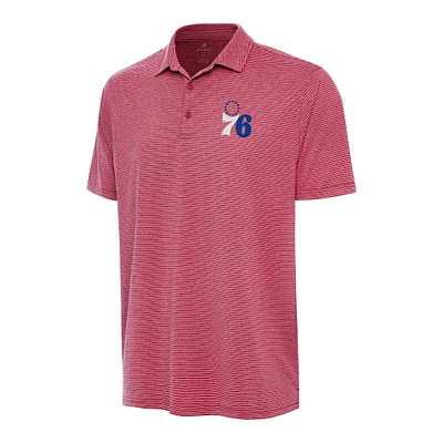 Men's Antigua  Heather Red Philadelphia 76ers Scheme Polo