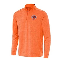 Men's Antigua Heather Orange New York Knicks Bright Quarter-Zip Top