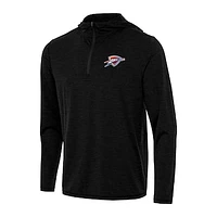 Men's Antigua Heather Black Oklahoma City Thunder Tidy Quarter-Zip Hoodie