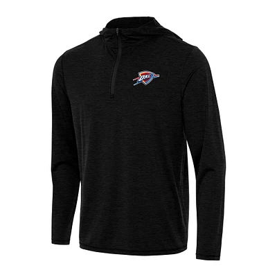 Men's Antigua Heather Black Oklahoma City Thunder Tidy Quarter-Zip Hoodie
