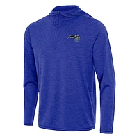 Men's Antigua Heather Royal Orlando Magic Tidy Quarter-Zip Hoodie