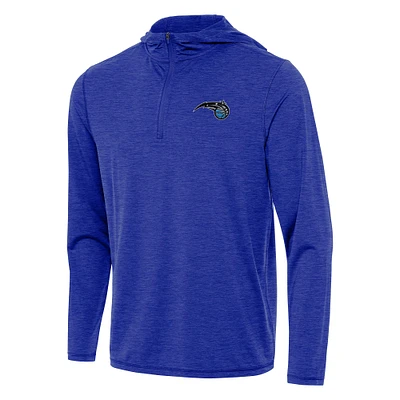 Men's Antigua Heather Royal Orlando Magic Tidy Quarter-Zip Hoodie