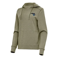 Women's Antigua Heather Olive Orlando Magic Justice Pullover Hoodie