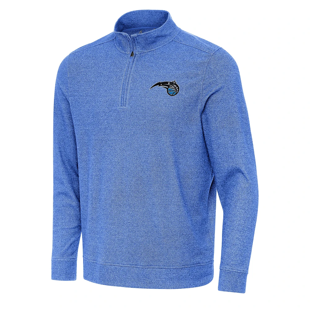 Men's Antigua Heather Royal Orlando Magic Subtle Quarter-Zip Sweatshirt