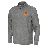 Men's Antigua Heather Black Phoenix Suns Subtle Quarter-Zip Sweatshirt