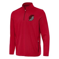 Men's Antigua  Red Portland Trail Blazers Perilous Quarter-Zip Sweatshirt