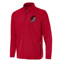 Men's Antigua  Red Portland Trail Blazers Perilous Quarter-Zip Sweatshirt