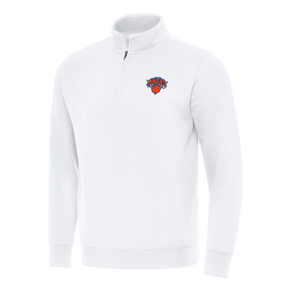 Men's Antigua New York Knicks Victory Quarter-Zip Mock Sweatshirt
