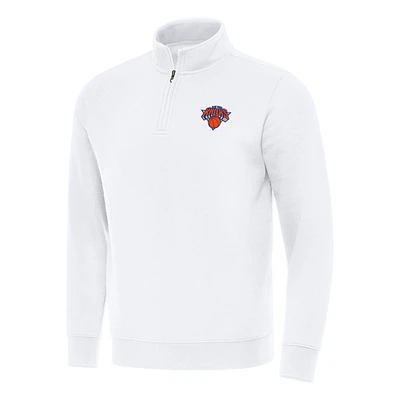 Men's Antigua New York Knicks Victory Quarter-Zip Mock Sweatshirt