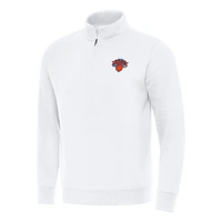 Men's Antigua New York Knicks Victory Quarter-Zip Mock Sweatshirt