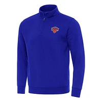 Men's Antigua New York Knicks Victory Quarter-Zip Mock Sweatshirt