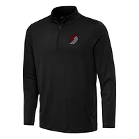 Men's Antigua Black Portland Trail Blazers Reprocess Quarter-Zip Top