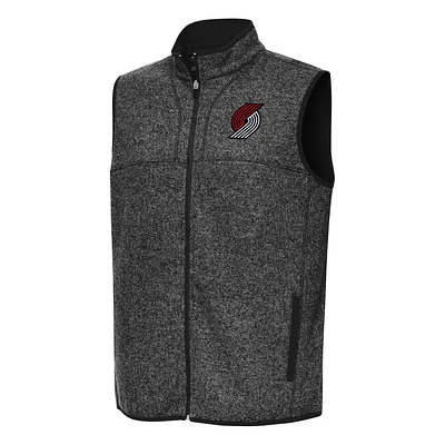 Men's Antigua Heather Portland Trail Blazers Fortune Full-Zip Vest