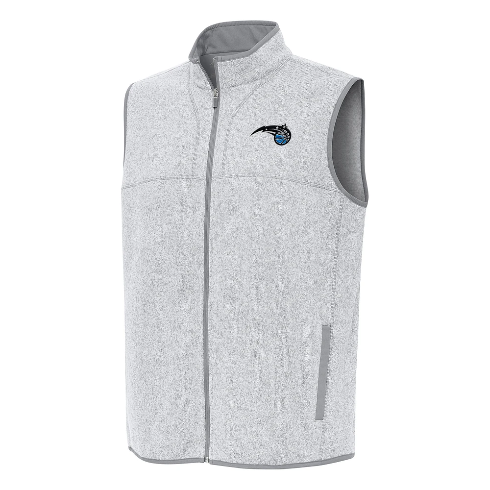 Men's Antigua Heather Gray Orlando Magic Fortune Full-Zip Vest
